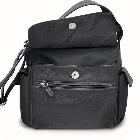 FOSSIL Pebbled Leather and Nylon Crossbody Bag - Picture 8 of 13